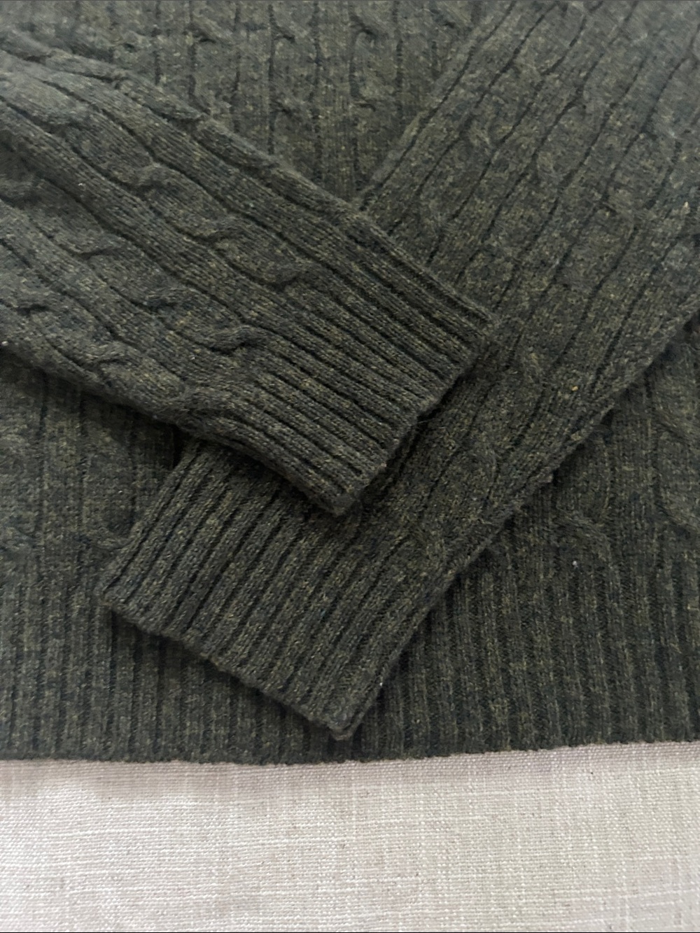 Ralph Lauren Sport Cable Knit Sweater Olive Lambswool Crewneck Preppy Old Money - Picture 5 of 16